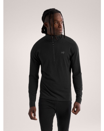 Rho Merino Wool Zip Neck Men Black
