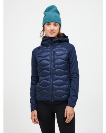 Women Helium Down Hybrid Hood Blue Shadow model