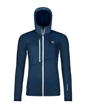 Fleece Grid Hoody W deep ocean