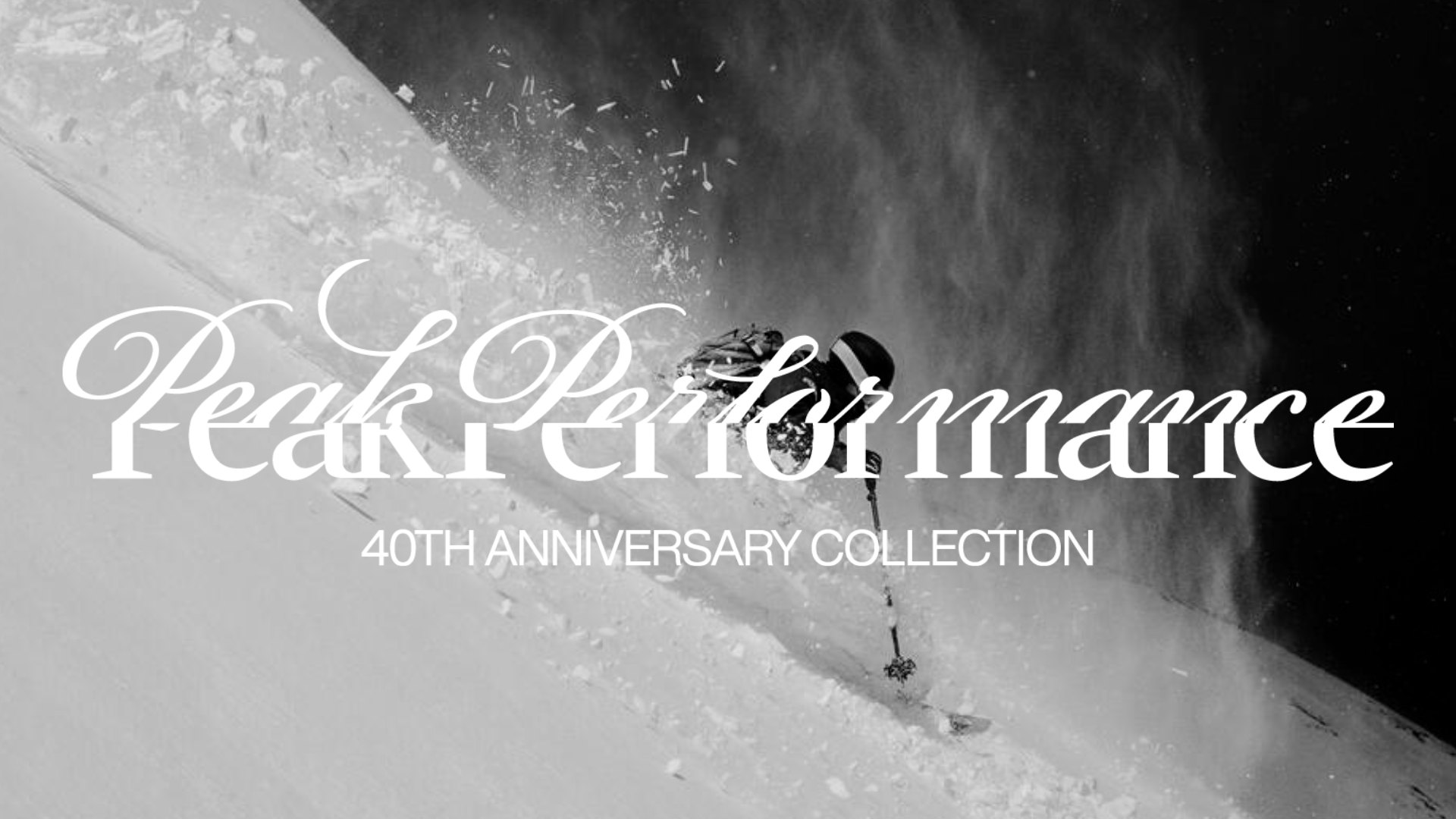 Skidåkare i pudersnö — Peak Performance 40th Anniversary Collection